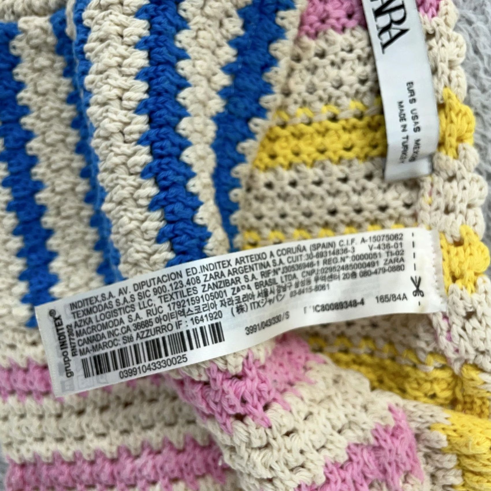 Zara Zara Crochet Knit Crop Tank Top Womens S Multicolor Festival Boho 1649/120 Tank Cropped Striped Sleeveless Square Neck Size S / US 4 / IT 40 - 6 Thumbnail