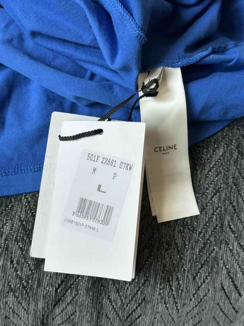 Celine Celine Blue Logo Short Sleeve Tshirt Size US L / EU 52-54 / 3 - 4 Thumbnail