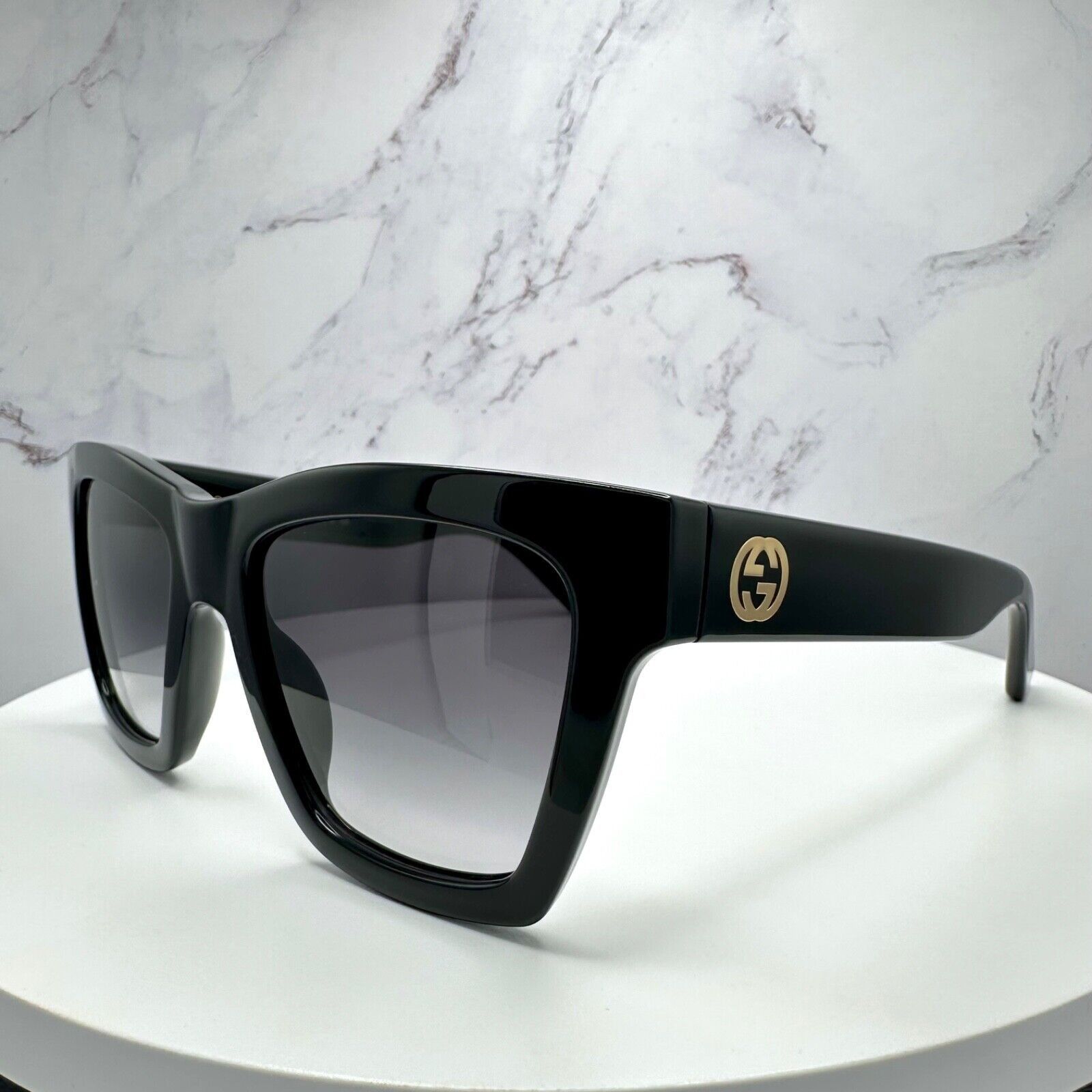 Gucci New GUCCI Sunglasses Black Gold Interlocking GG Logo Size ONE SIZE - 14 Thumbnail