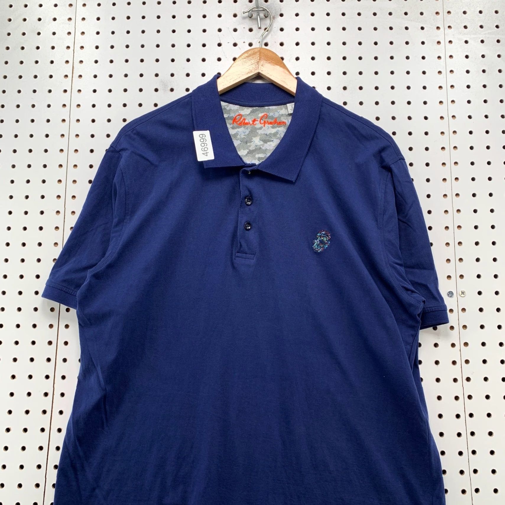 Robert Graham Robert Graham Polo Shirt Mens Large Navy Blue Short Sleeve Collared Preppy Work Shirt Size US L / EU 52-54 / 3 - 4 Thumbnail