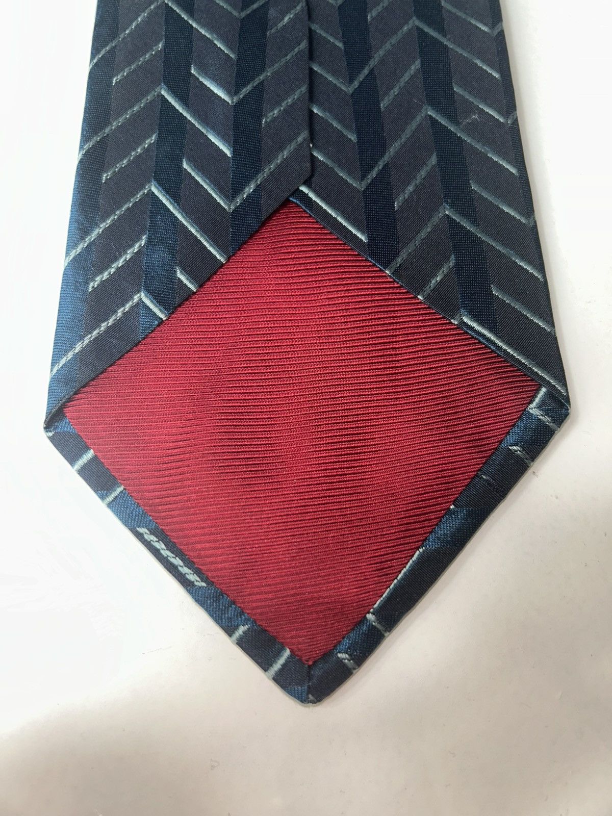Valentino Valentino Blue Chevron Silk Neck Tie Size ONE SIZE - 8 Thumbnail