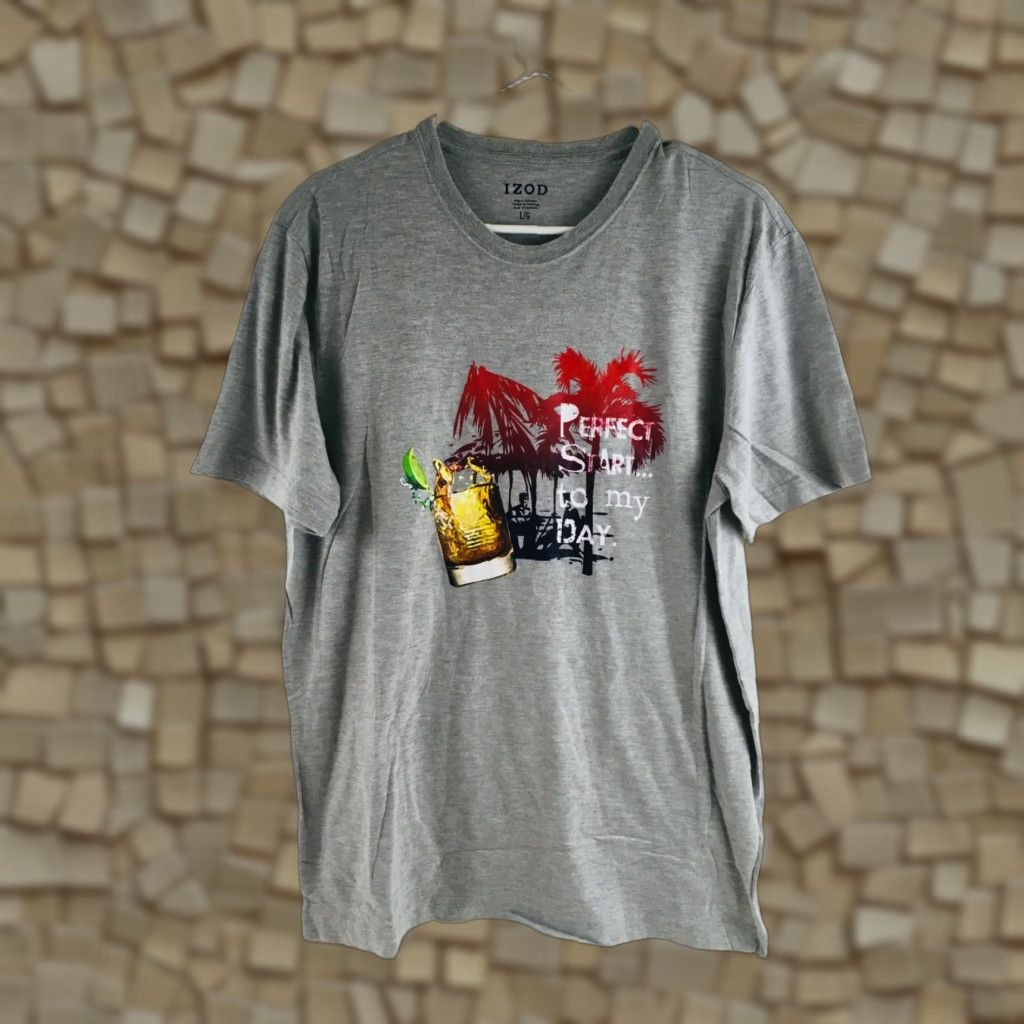 Izod IZOD Shirt Mens Size L Gray Short Sleeve Round Neck Size US L / EU 52-54 / 3 - 1 Thumbnail