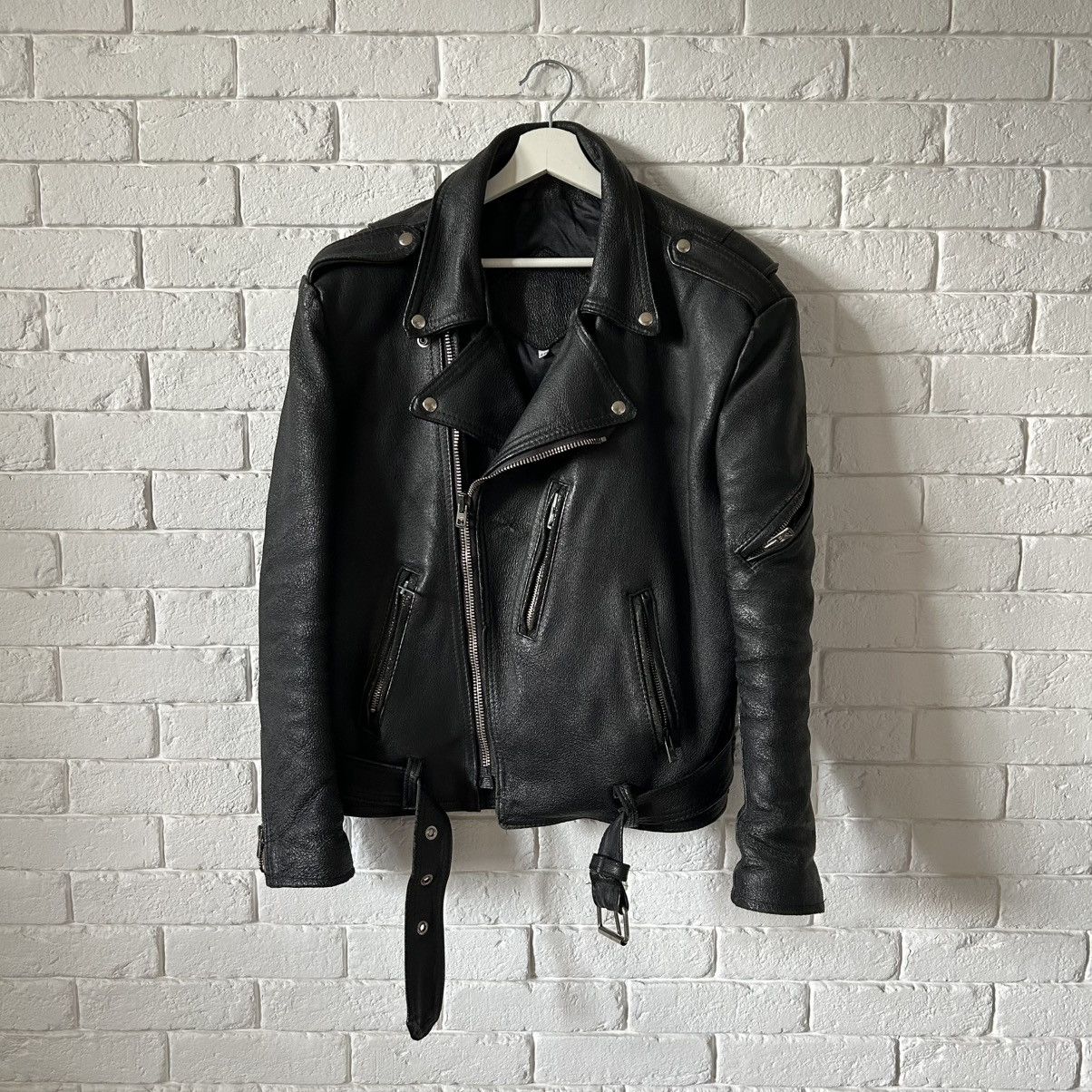 Prada × Streetwear × Vintage PRADA Slim Biker Leather Black