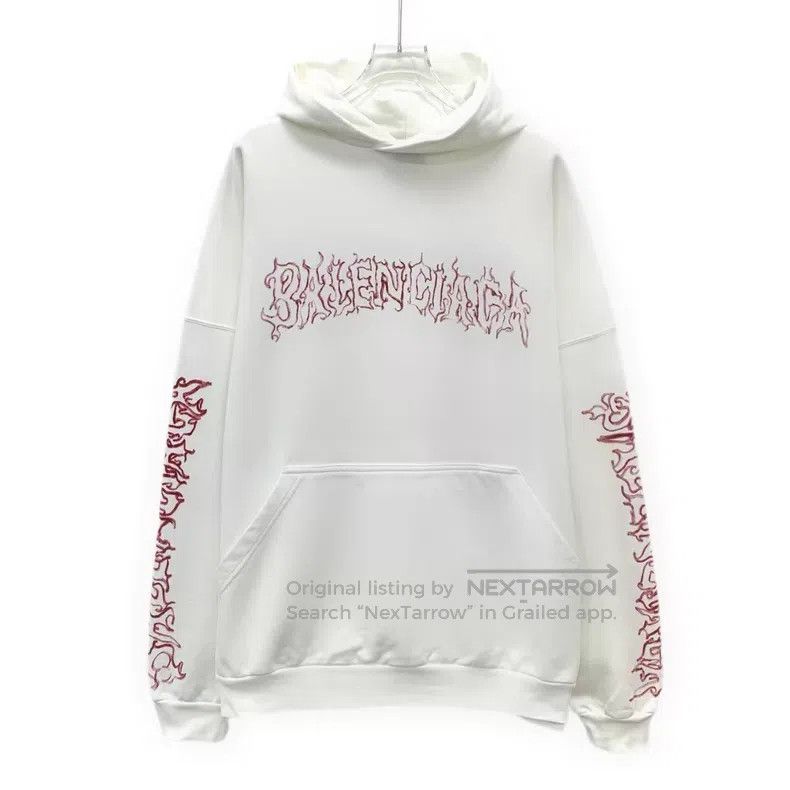 Balenciaga Balenciaga White Flame Pattern Logo Letter Printed Cotton Size US M / EU 48-50 / 2 - 1 Thumbnail