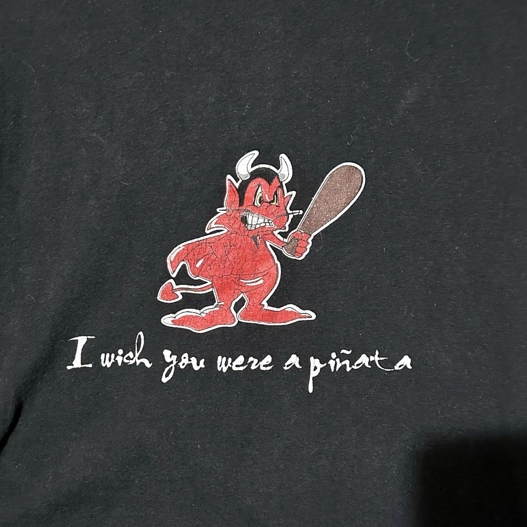Vintage VINTAGE Y2K I Wish You Were A Piñata Devil Funny Humor Skater Shirt Size L Black Mens T-Shirt Size US L / EU 52-54 / 3 - 2 Thumbnail