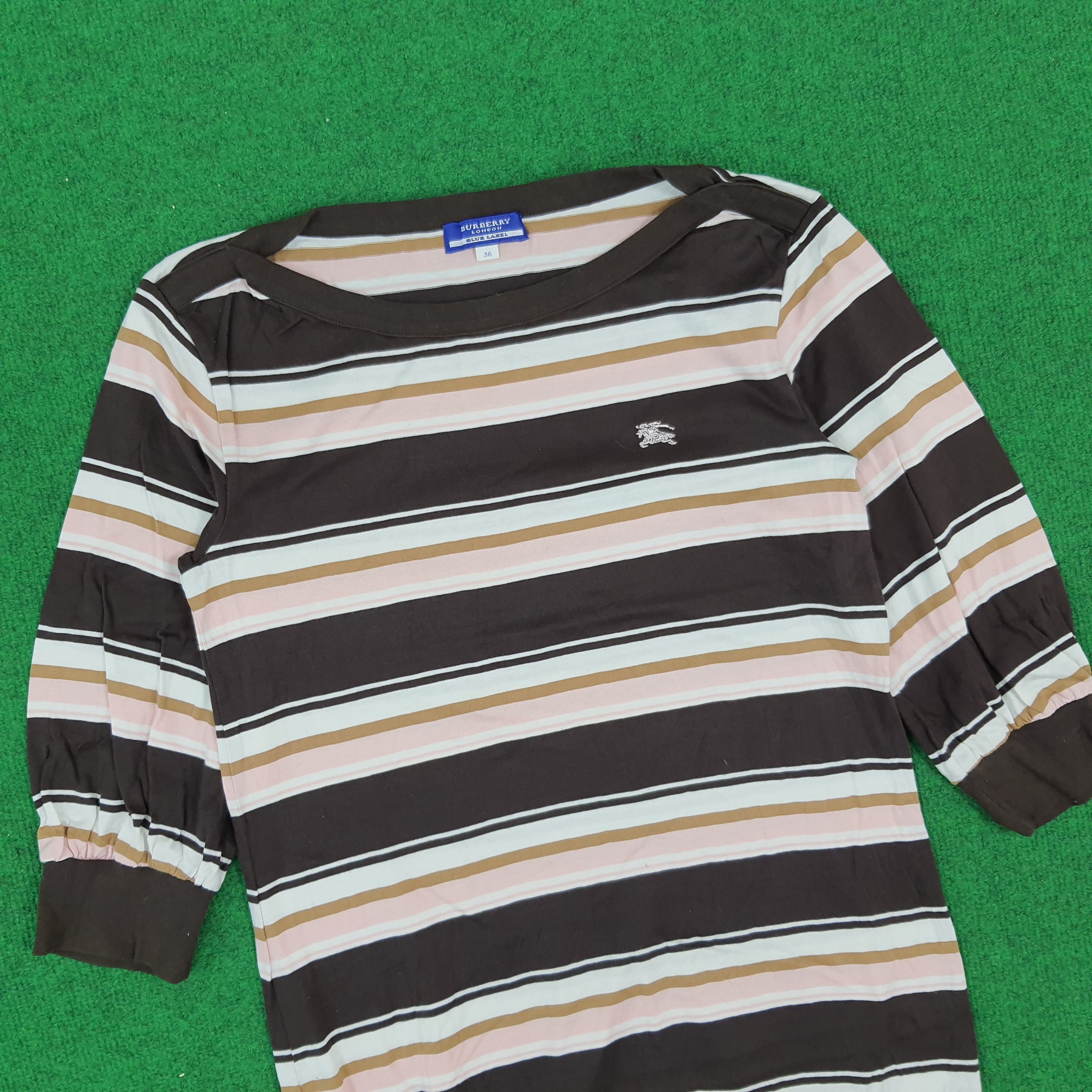 Burberry × Vintage Vintage Burberry London Blue Label Stripes Tshirt Size XS / US 0-2 / IT 36-38 - 2 Thumbnail
