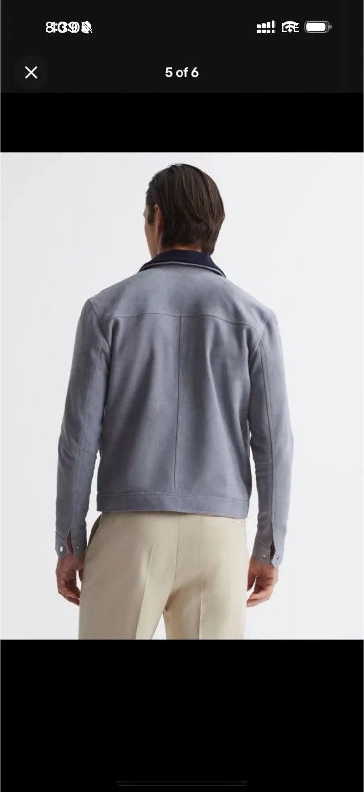 Reiss REISS MENS Riley Suede Jacket in Slate Blue Size US XL / EU 56 / 4 - 3 Thumbnail