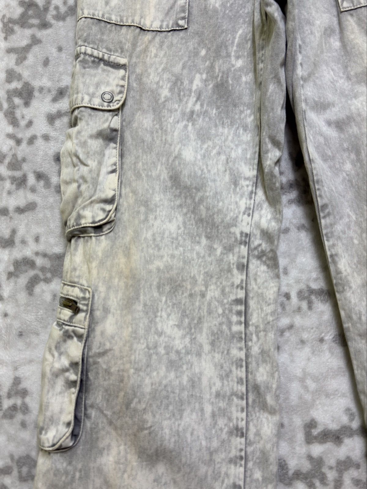 Morgan Homme Y2k Morgan Homme Grey Acid Wash Cargo Sun Faded Denim Size US 28 / EU 44 - 6 Thumbnail