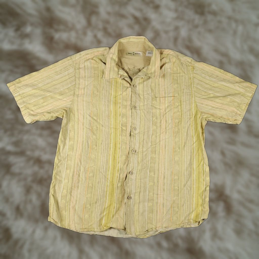 Tommy Bahama Tommy Bahama Shirt Mens XL Yellow Striped Silk Hawaiian Button Up Short Sleeve Shirt Size US XL / EU 56 / 4 - 1 Thumbnail
