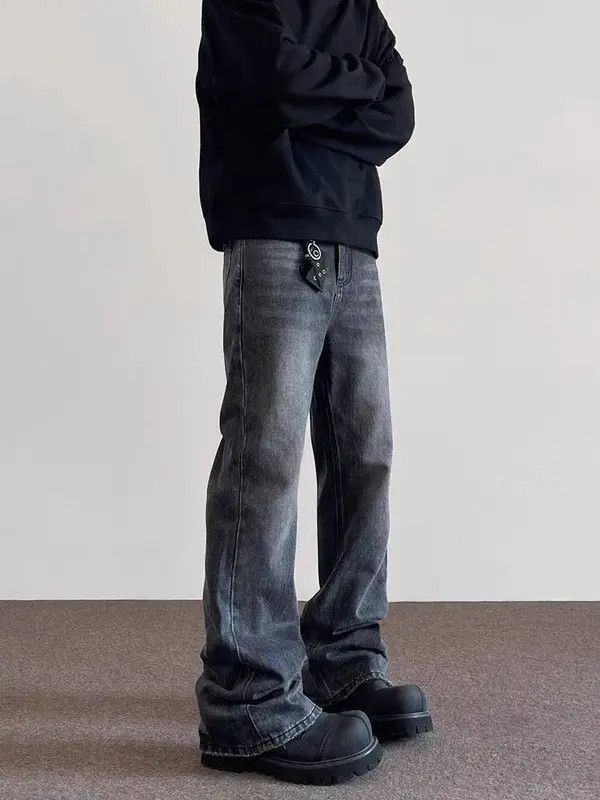 Other High street washed old straight tube micro flared jeans Size US 34 / EU 50 - 3 Thumbnail