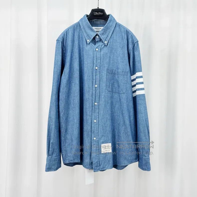 Thom Browne Thom Browne Blue Denim Shirt Size US XL / EU 56 / 4 - 1 Thumbnail