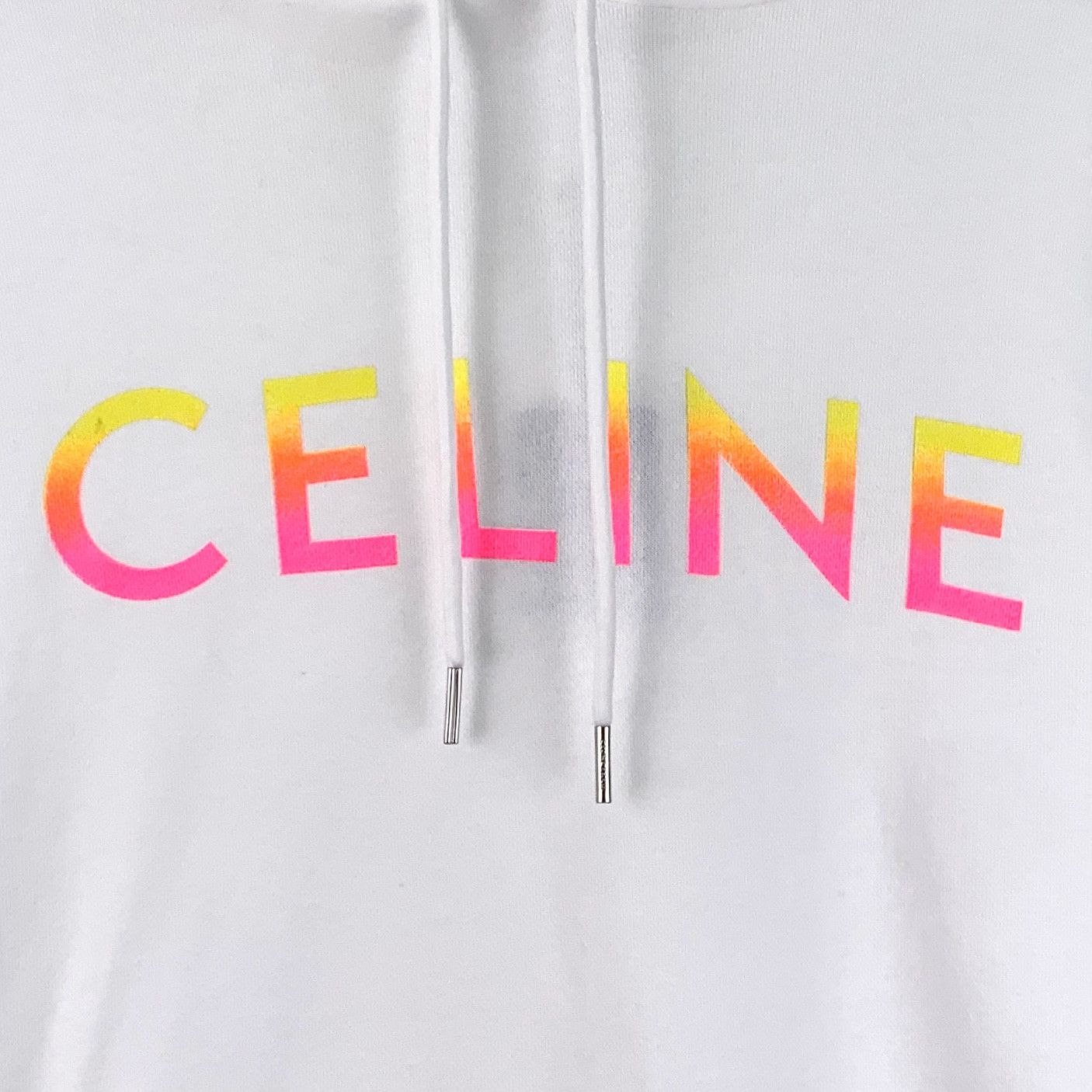 Celine Celine Hoodie – White Logo Print Cotton (Size XS) Size XS / US 0-2 / IT 36-38 - 6 Thumbnail