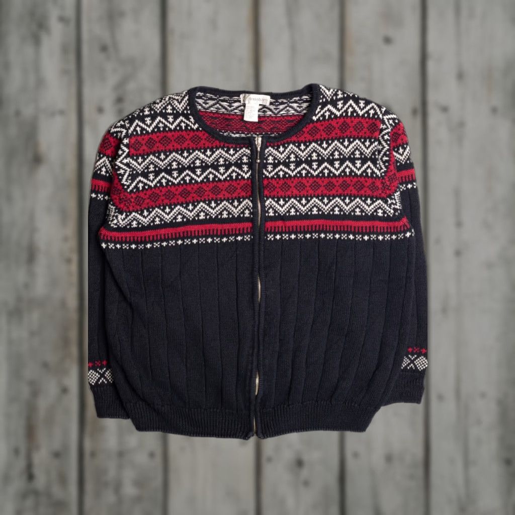 Vintage Vintage Dressbarn Cardigan Sweater X-Large Black Red Ramie Cotton Womens 14/16 24” 22.5” Chest Size XL / US 12-14 / IT 48-50 - 1 Thumbnail