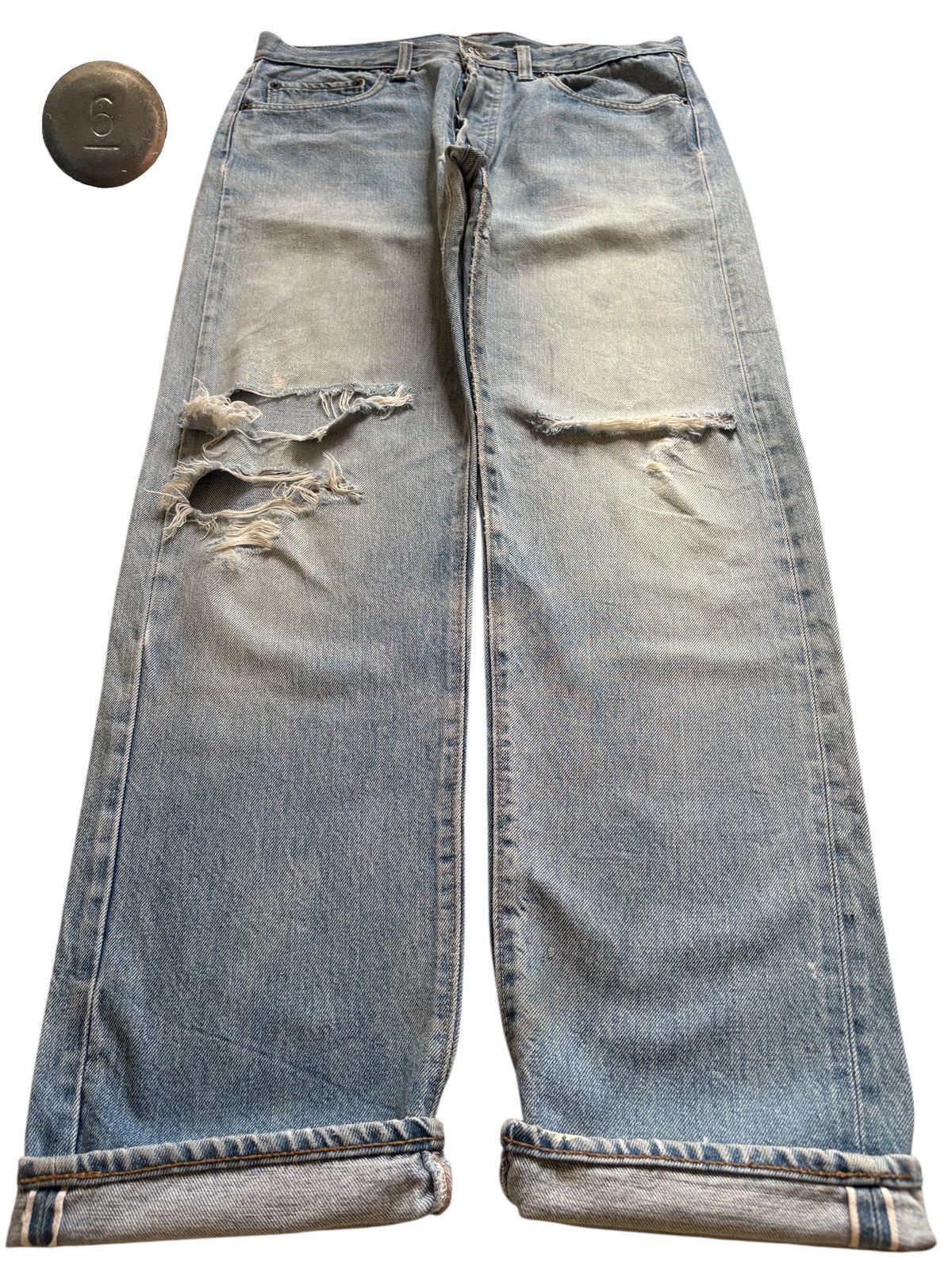 Levi's Vintage 70s Levis 501 Selvedge Loose Jeans Button 6 Size US 34 / EU 50 - 1 Thumbnail