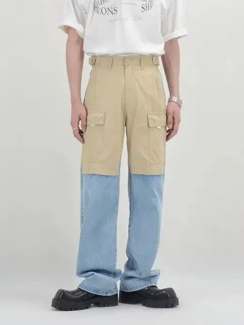 Japanese Brand Blue y2k two tone patchwork denim jeans Size US 29 - 3 Thumbnail