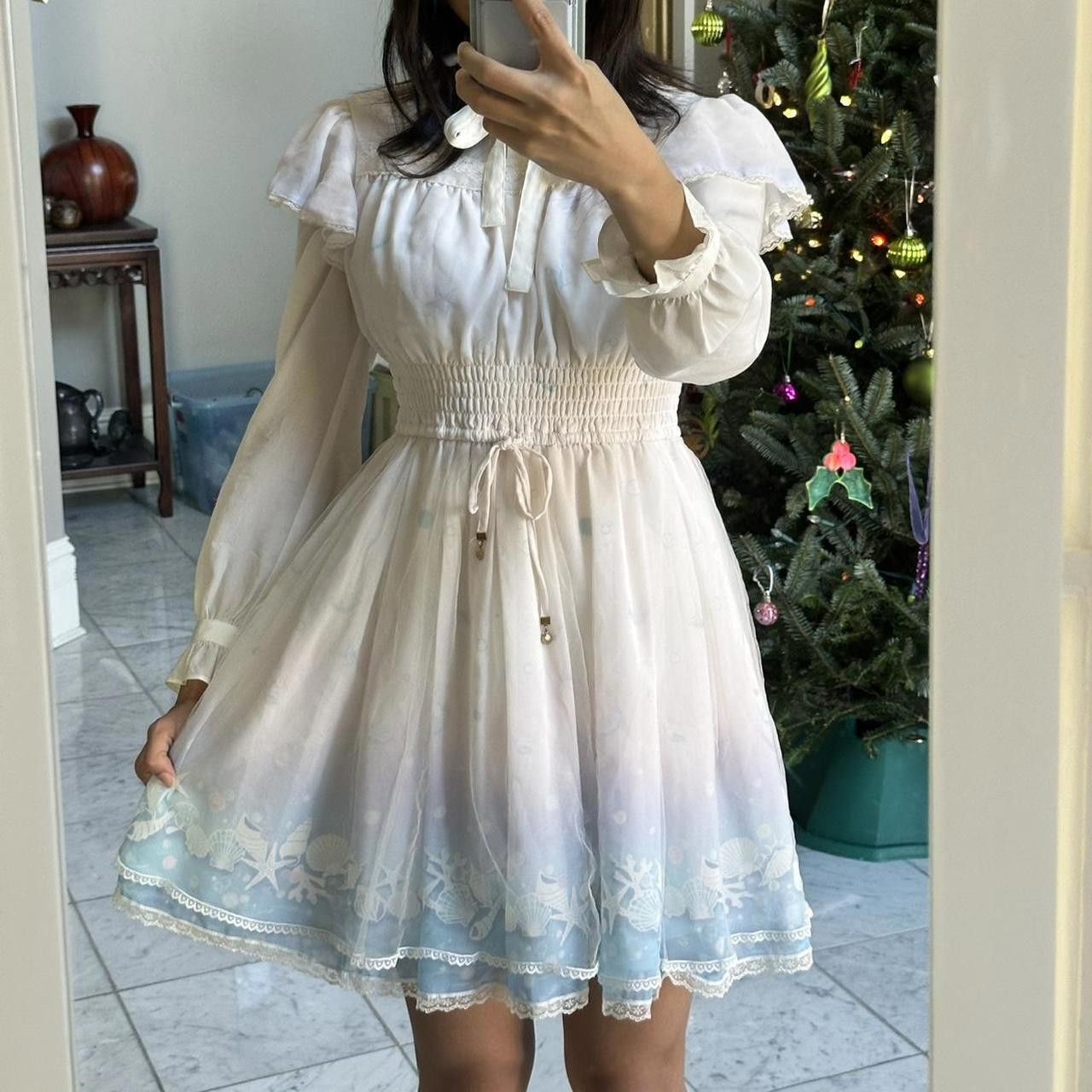 Designer Secret Honey Women's White and Blue Dress Size ONE SIZE - 2 Thumbnail