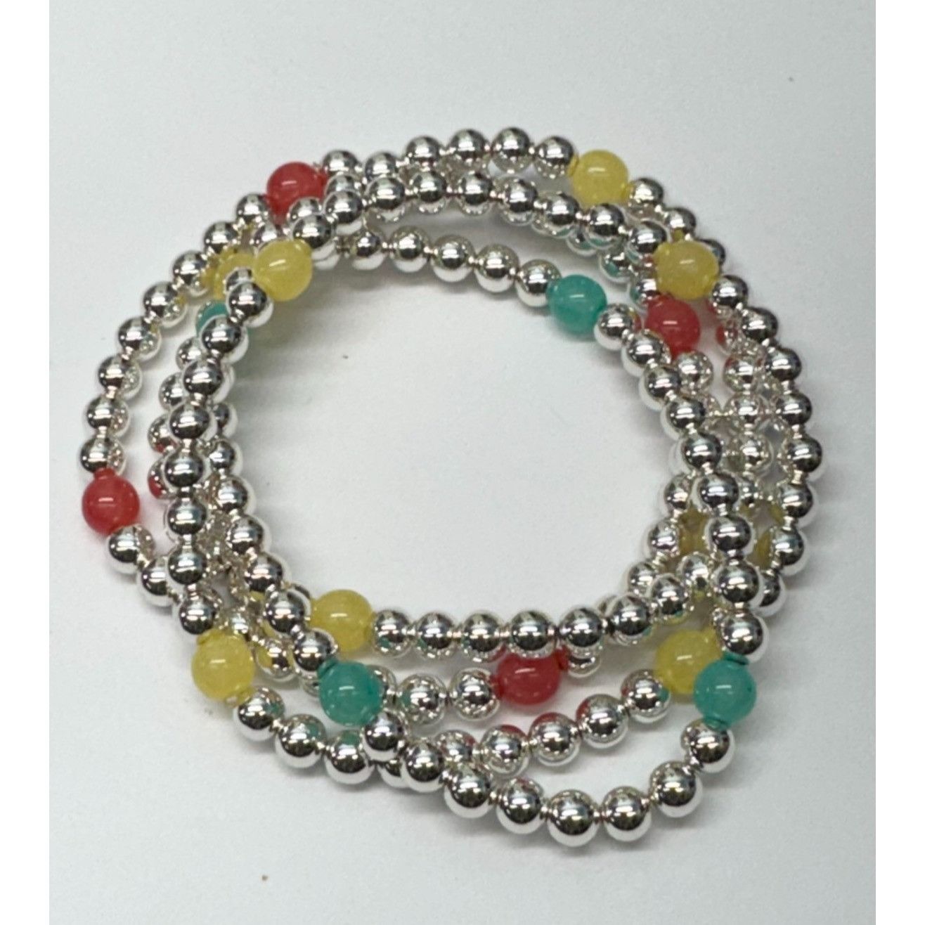 Vintage Vintage four strand beaded bracelet set silver Size ONE SIZE - 1 Thumbnail