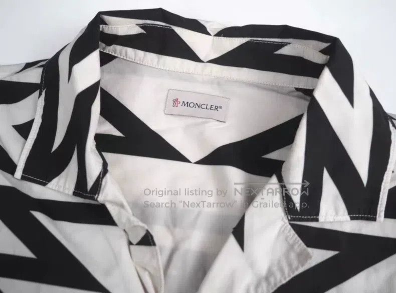 Moncler Moncler Black and White Striped Short Sleeve Shirt Size M Size US M / EU 48-50 / 2 - 3 Thumbnail