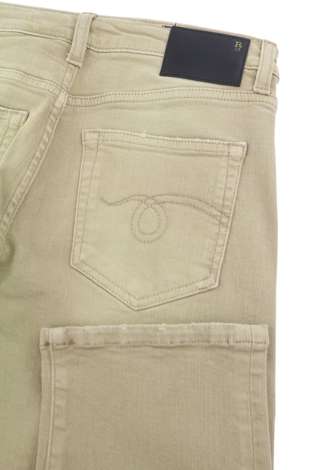 R13 BOY STRAIGHT 24 Khaki Stretch Cropped Ankle Zip 87792 Size 24" / US 00 / IT 34 - 6 Thumbnail