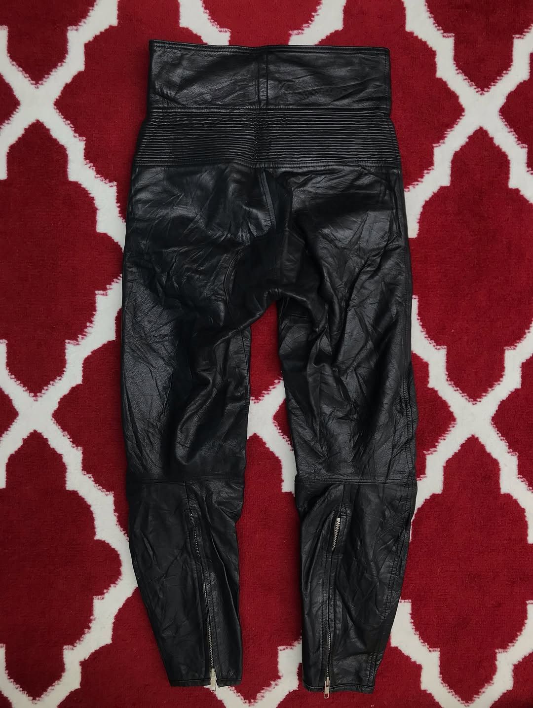 Japanese Brand 1980s Excellence Komine Biker Leather Pants Motorcycle Size US 27 - 2 Thumbnail