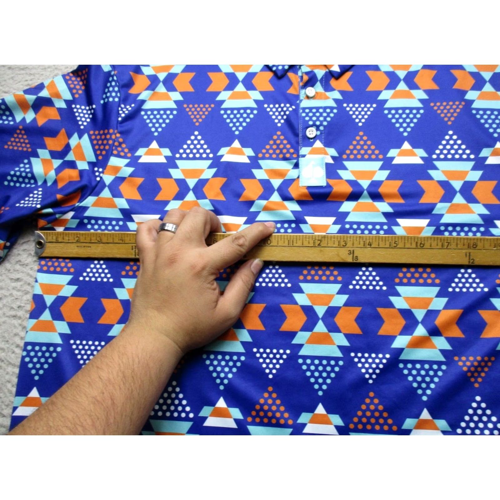 Vintage Pins & Aces Golf Polo Shirt Mens 2XL Blue Geometric Aztec Performance Stretch Size US XXL / EU 58 / 5 - 6 Thumbnail
