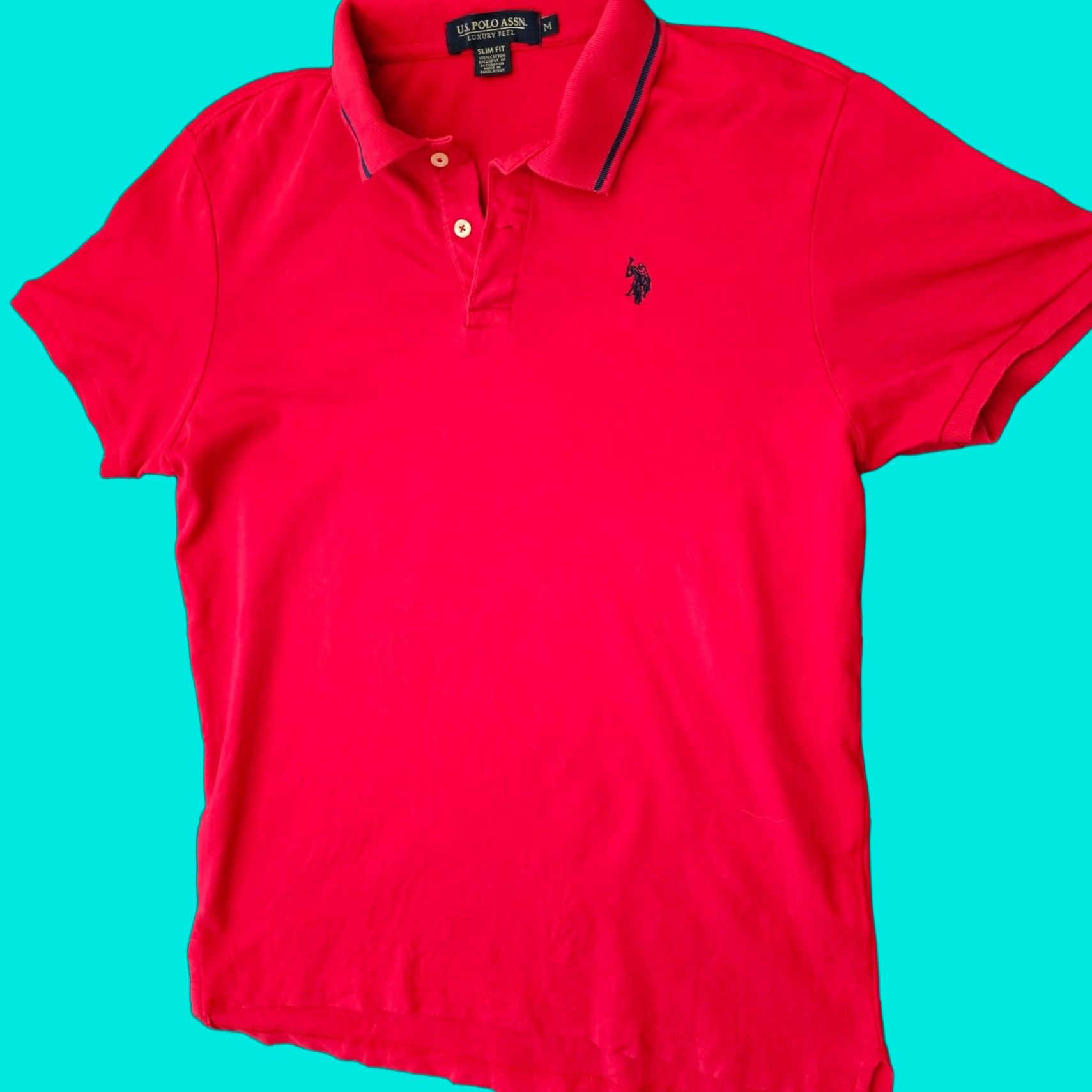 Vintage US Polo Assn Polo Shirt Slim Fit Red Short Sleeve Men M Size US M / EU 48-50 / 2 - 1 Thumbnail