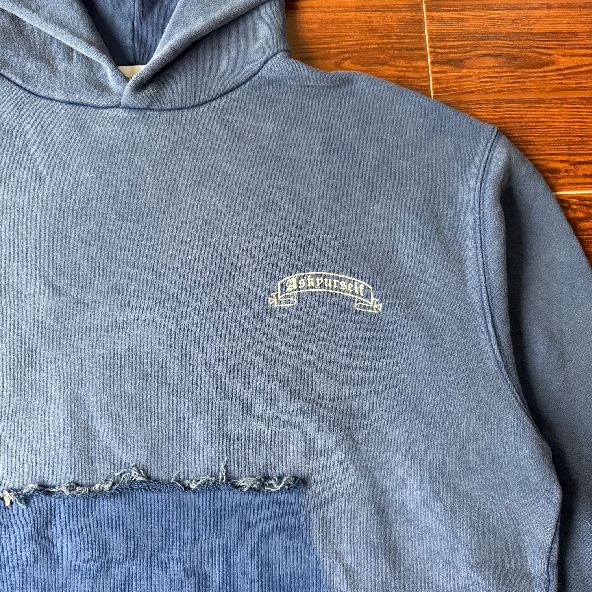Askyurself Navy Vintage Banned Ripped Pocket Oversized Hoodie Size US XL / EU 56 / 4 - 7 Thumbnail
