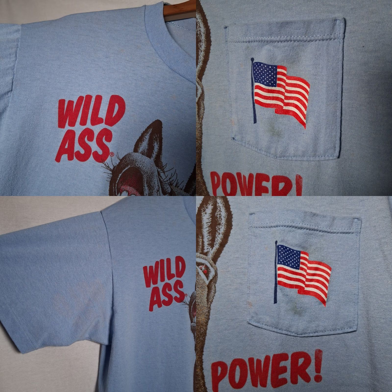 Jerzees VINTAGE Democrat T Shirt Large Blue Donkey USA Flag Patriotic Funny READ | JERZEES | Men | Cotton Blend | Short Sleeve | Crew Neck | Vintage Yes Size US L / EU 52-54 / 3 - 11 Thumbnail