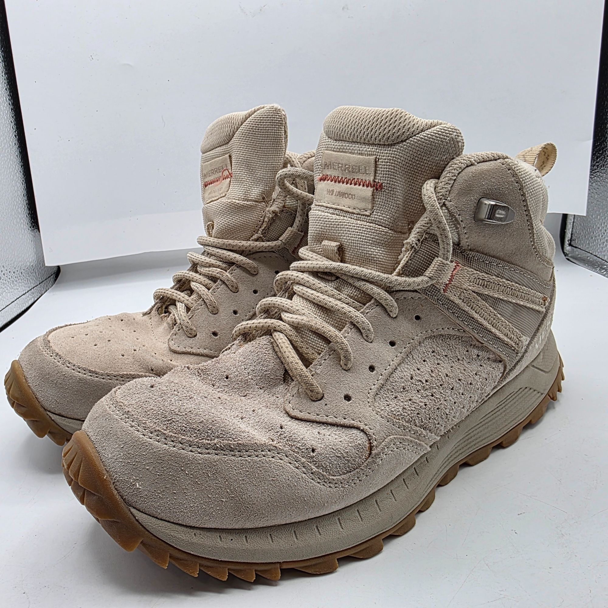 Merrell Merrell Wildwood Womens Size 8 Beige Mid Hiking Boots Waterp Size US 8 / IT 38 - 4 Thumbnail