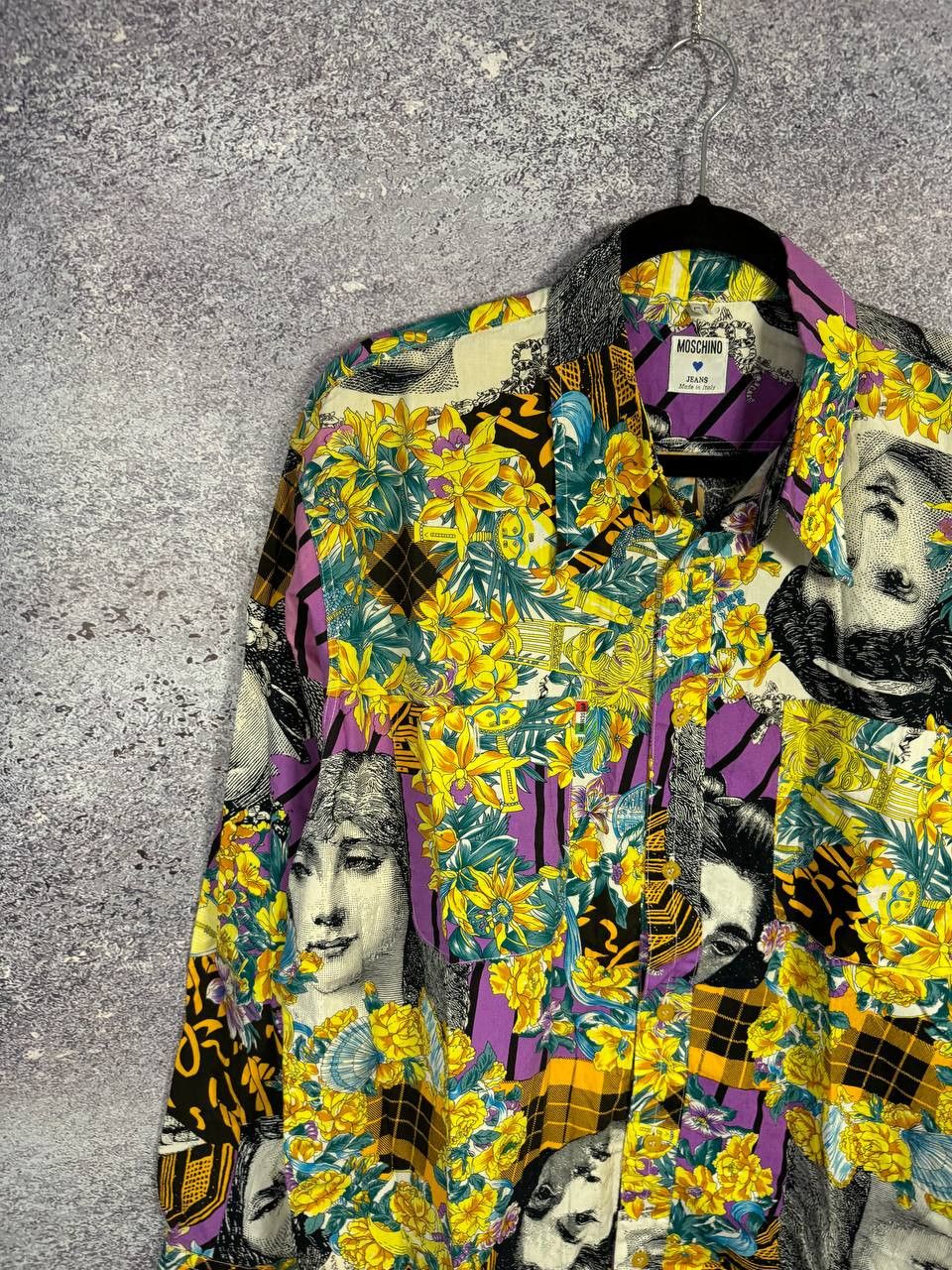 Designer × Moschino × Vintage Moschino Jeans Faces Shirt Men's Long Sleeve Shirt Vintage Size US L / EU 52-54 / 3 - 2 Thumbnail
