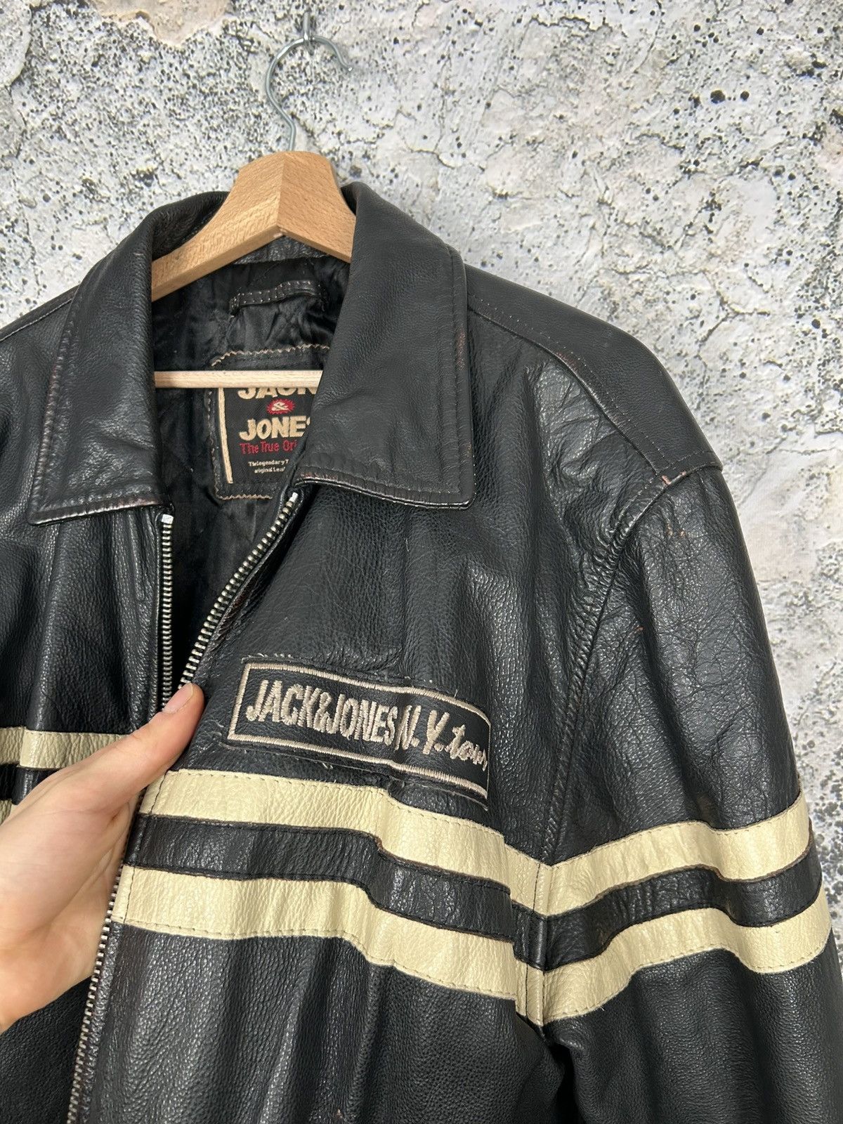 Genuine Leather Vintage Jack & Jones Leather Jacket Punk Grunge Rock Metal Size US L / EU 52-54 / 3 - 3 Thumbnail