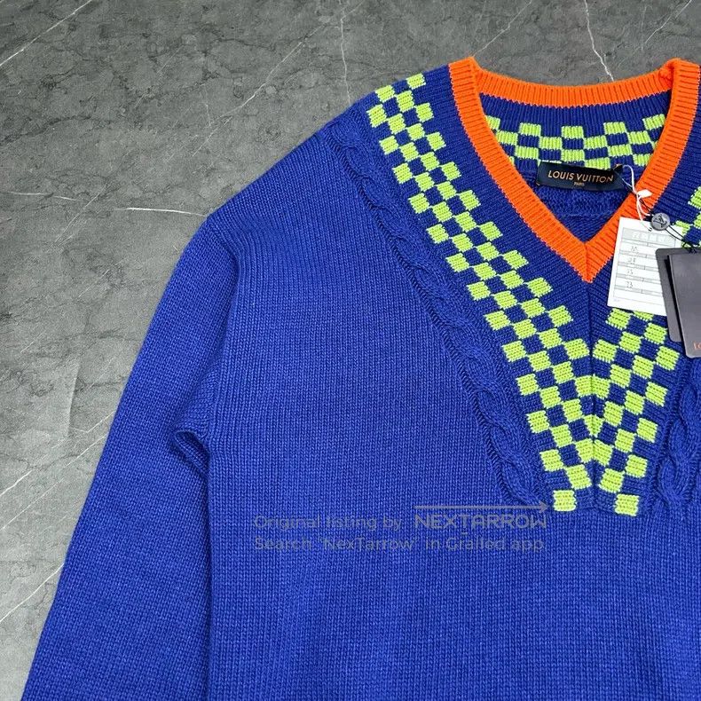 Louis Vuitton Louis Vuitton Damier plaid jacquard V-neck knit sweater Size US M / EU 48-50 / 2 - 4 Thumbnail