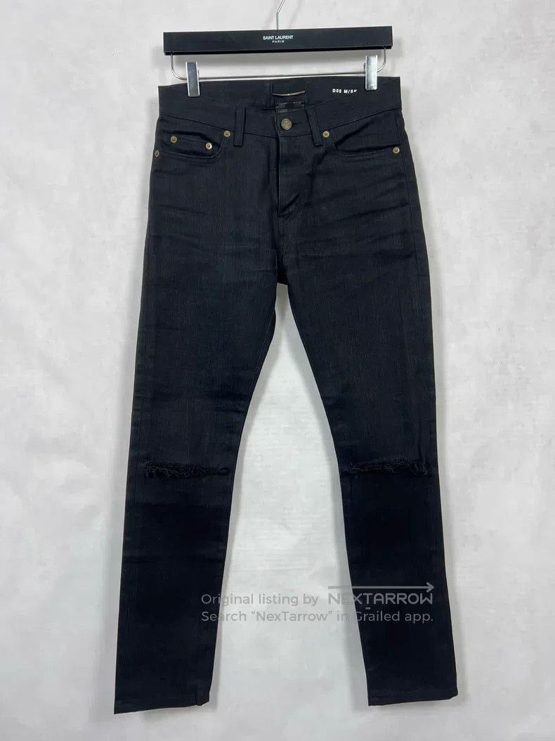 Saint Laurent Paris Saint Laurent Paris Black distressed denim jeans Size US 28 / EU 44 - 1 Thumbnail