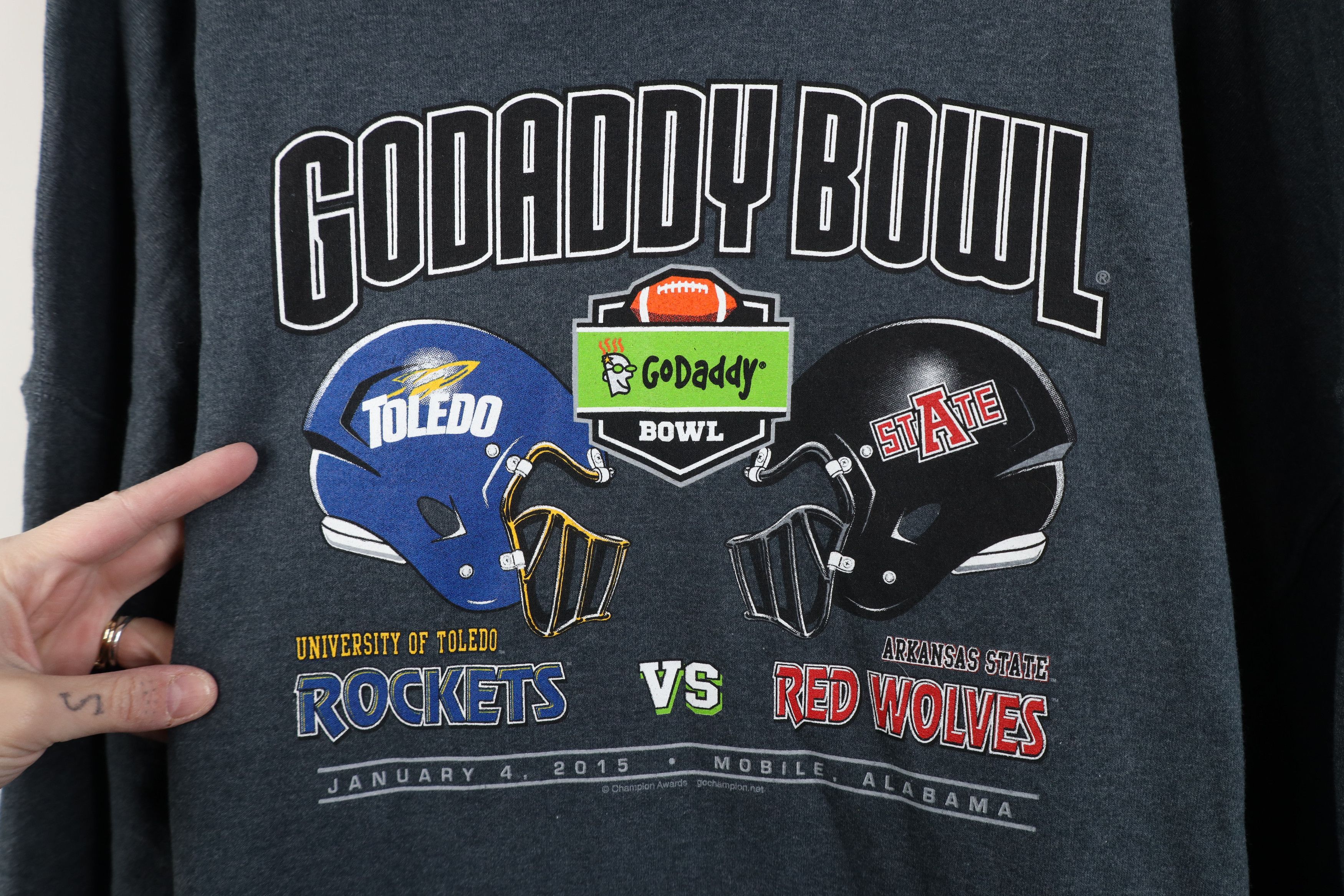 Gildan 2015 Godaddy Bowl University of Toledo Arkansas State Hoodie Size US XXL / EU 58 / 5 - 4 Thumbnail