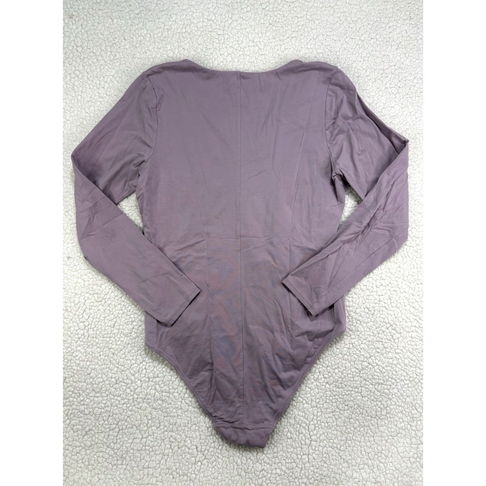 Everlane EVERLANE Long Sleeve V-Neck Bodysuits Womens XL Lavender White Soft Size XL / US 12-14 / IT 48-50 - 4 Thumbnail