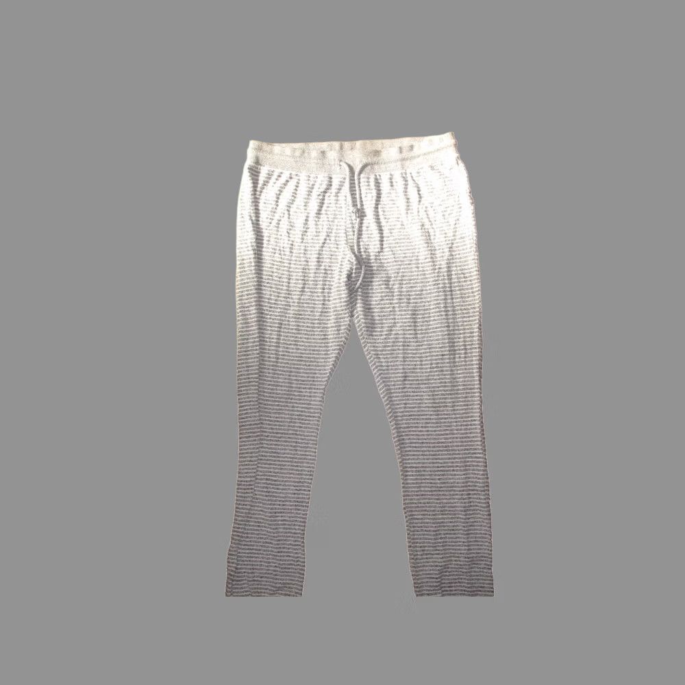 Vintage Free Press SweatPants Women's L Gray White Striped Rayon Comfort Drawstring Sweatpants Regular Skinny Front Size 36" / US 14 / IT 50 - 1 Thumbnail