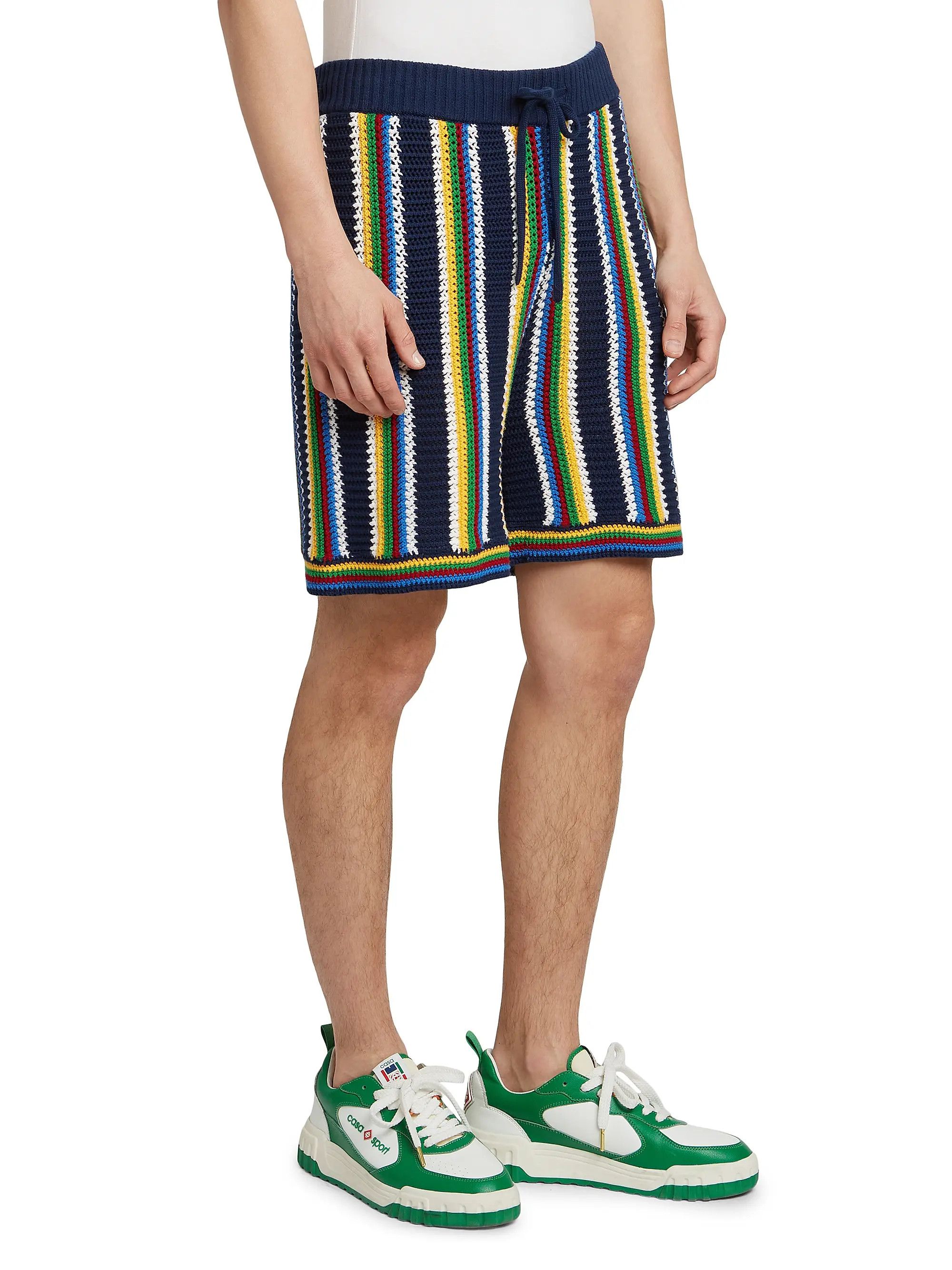 os11x0725 Striped Crochet Shorts in Multicolor