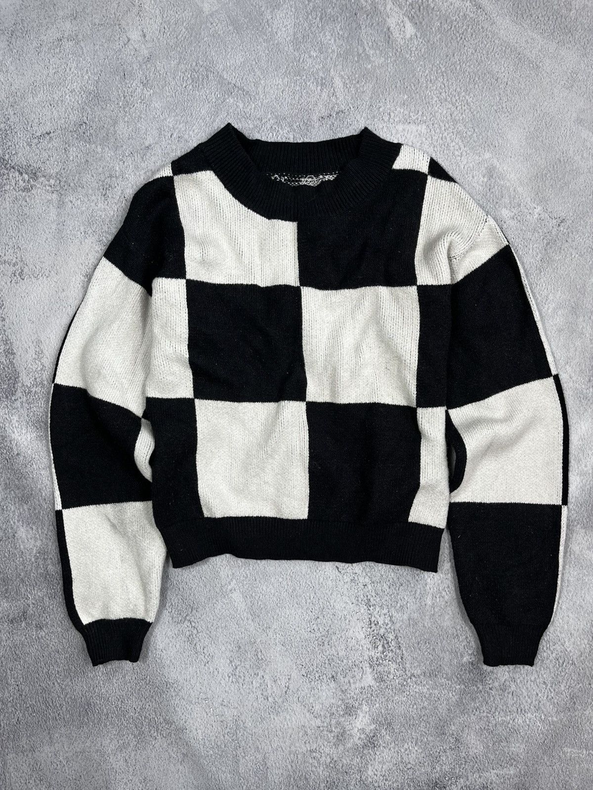 Japanese Brand × Vintage Vintage Y2K Japanese check sweater opium size S Size S / US 4 / IT 40 - 1 Thumbnail