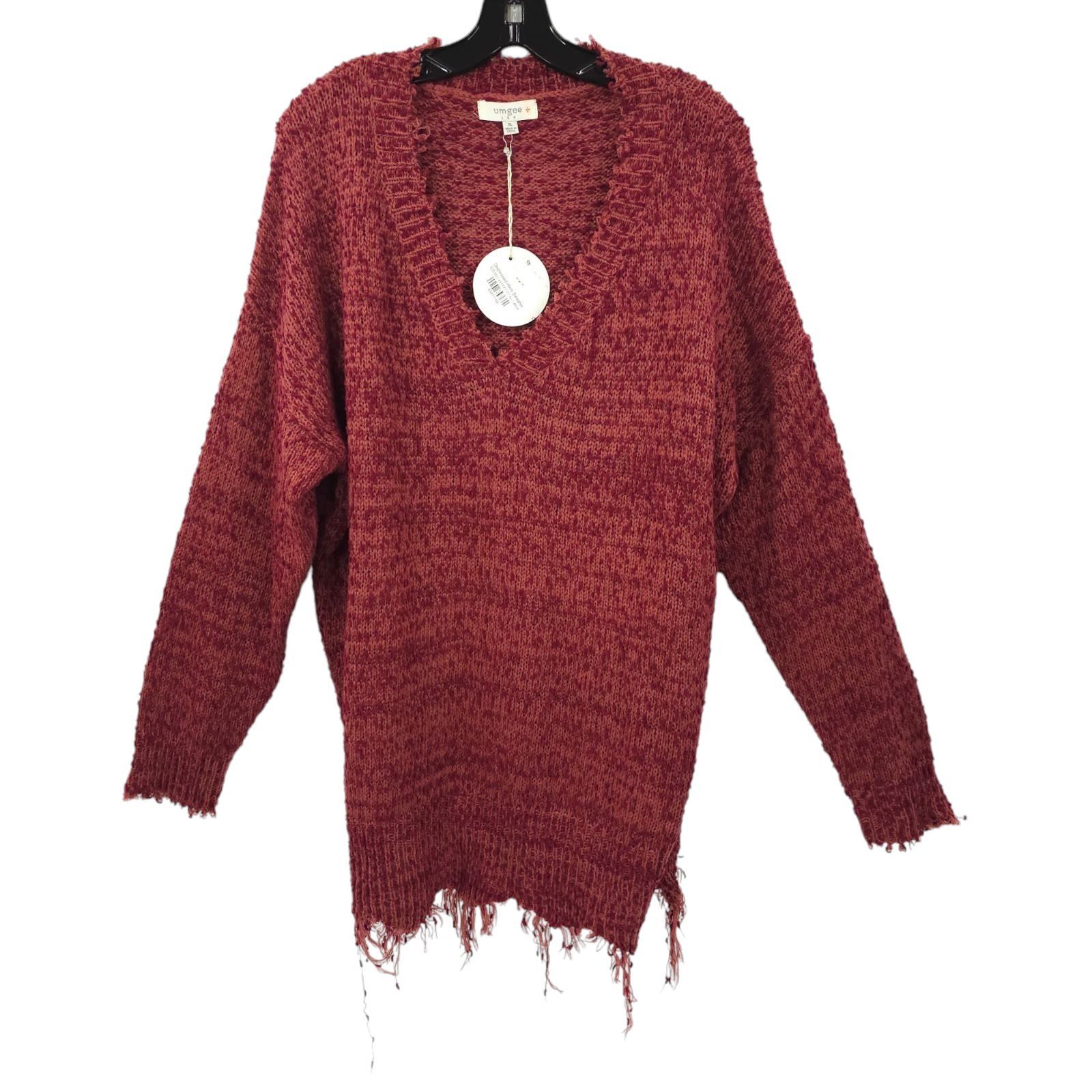 Other Umgee Sweater Womens XL Distressed Hem V Neck Pullover Knit Size XL / US 12-14 / IT 48-50 - 1 Thumbnail