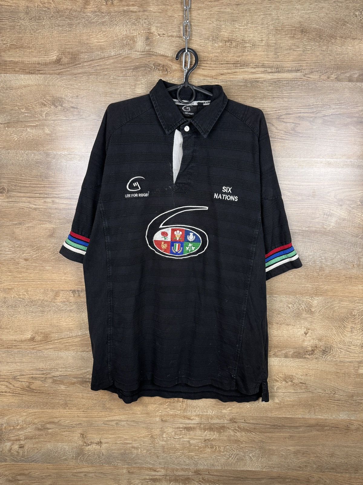 Vintage Mens Vintage Six Nations rugby jersey T-shirt tee polos Size US L / EU 52-54 / 3 - 1 Thumbnail