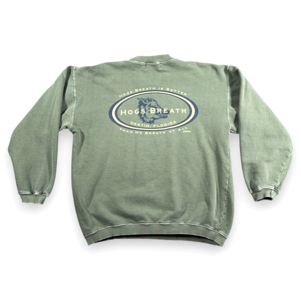 Vintage VINTAGE Hogs Breath Saloon Sweatshirt Adult MEDIUM Green Pullover Men 90s USA Graphic Print Ribbed Crew Neck Size US M / EU 48-50 / 2 - 2 Thumbnail