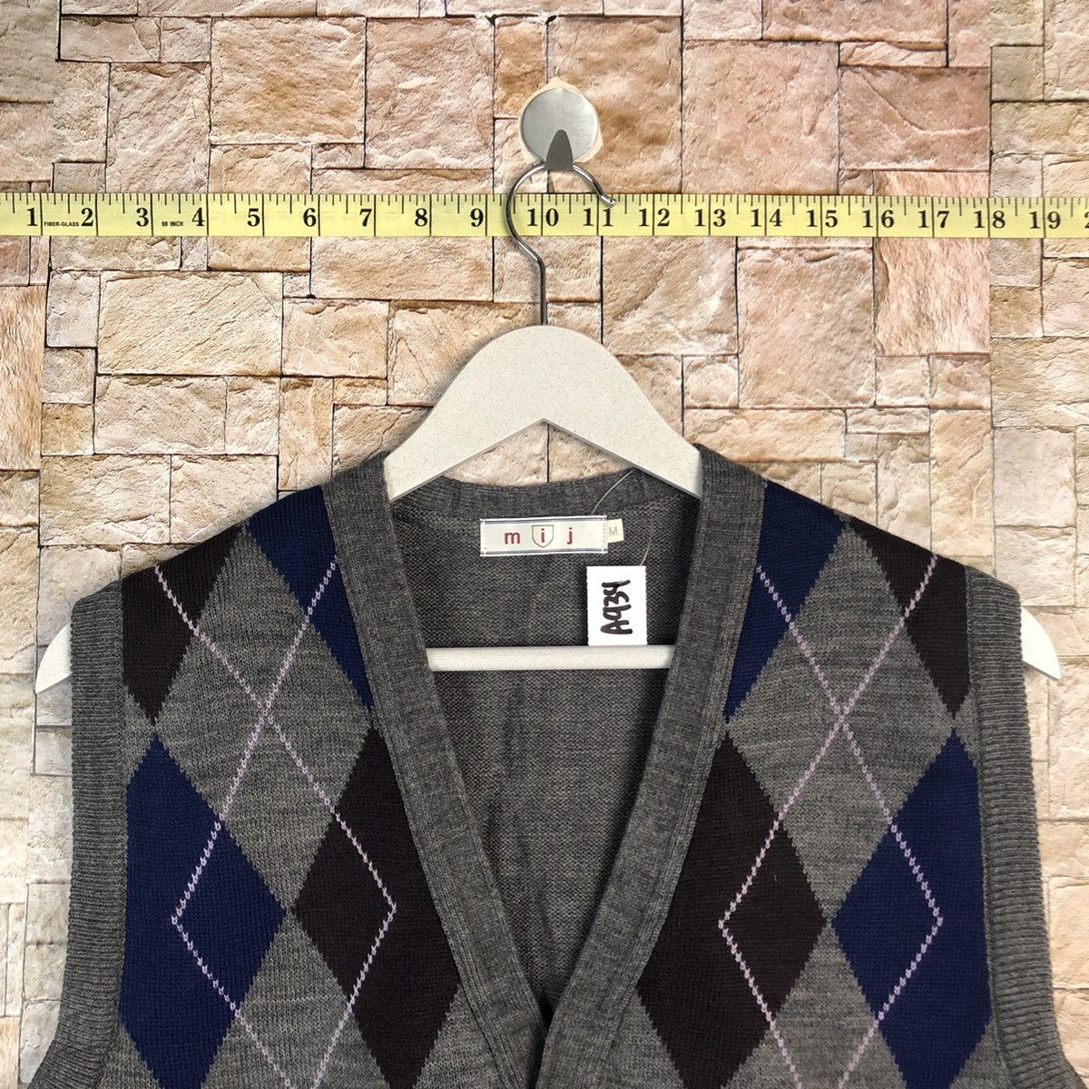 Homespun Knitwear × Japanese Brand MIj Grey art Vest Knitwear #A934 Size US M / EU 48-50 / 2 - 4 Thumbnail