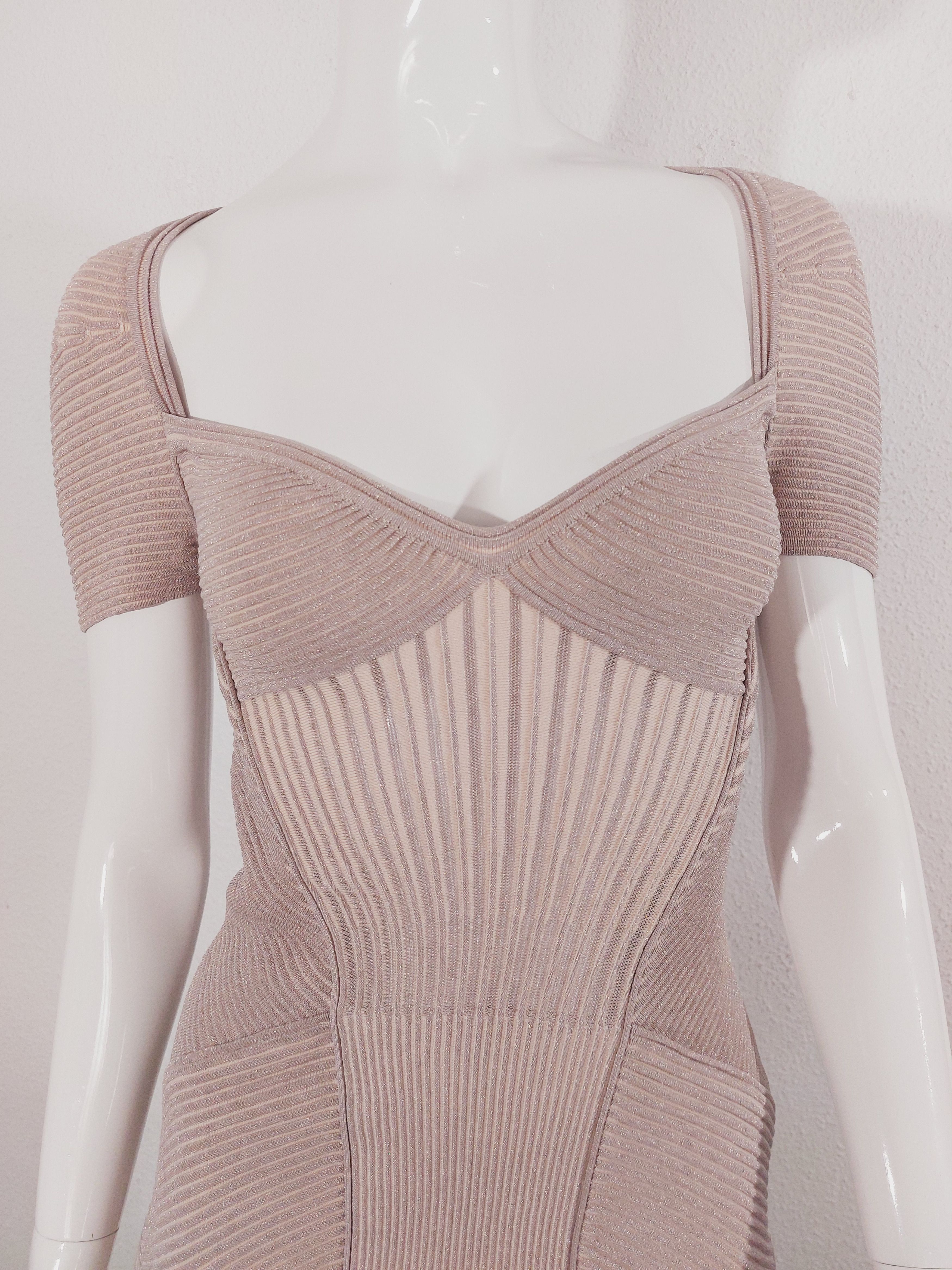 Alexander McQueen Alexander McQueen Corset Pink Pearl Metallic Mini Dress Size S / US 4 / IT 40 - 6 Thumbnail