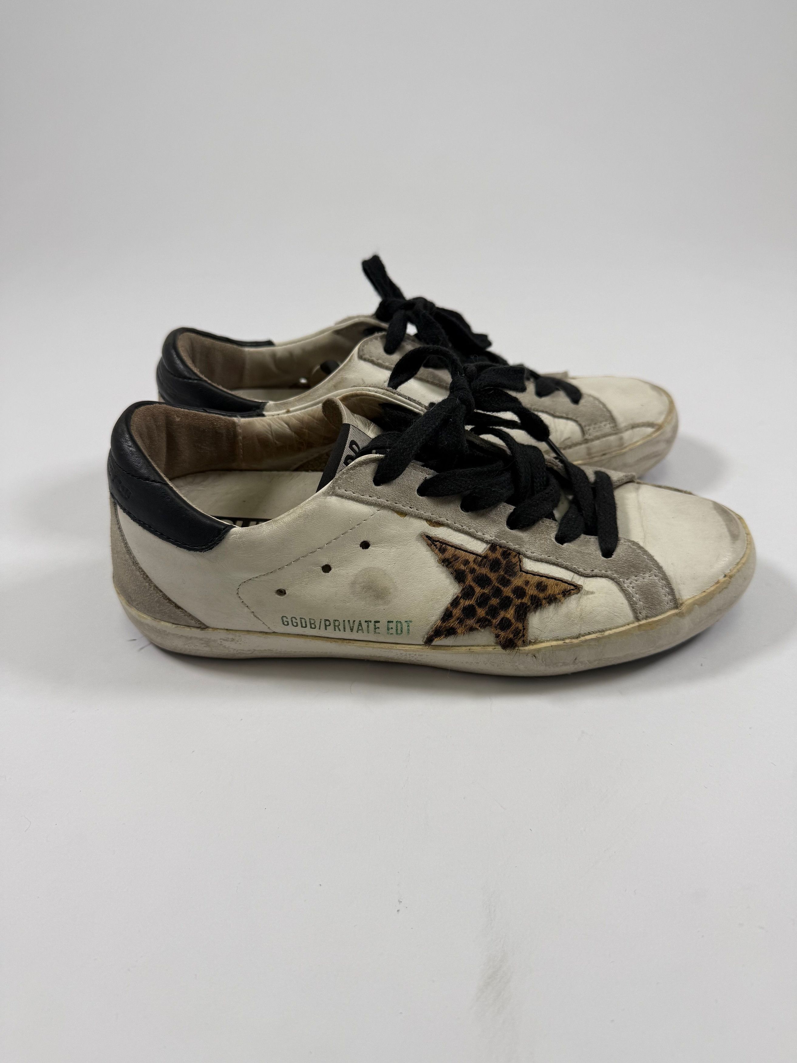 Golden Goose Golden Goose Superstar White Sneakers with Cheetah Stars Size US 6 / IT 36 - 5 Thumbnail