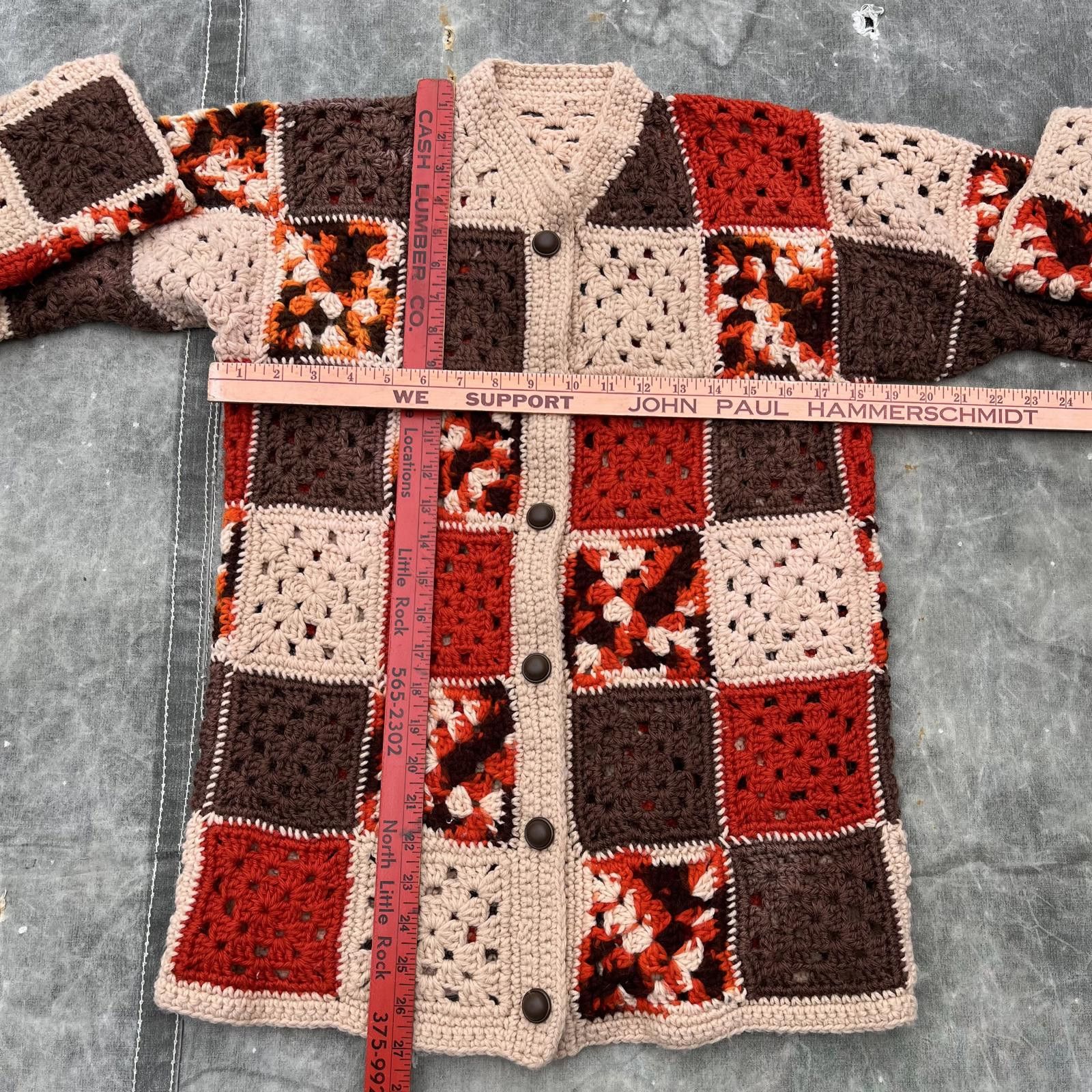 Vintage Vintage 70s Handmade Crochet Patterned Button Up Jacket Size M / US 6-8 / IT 42-44 - 3 Thumbnail