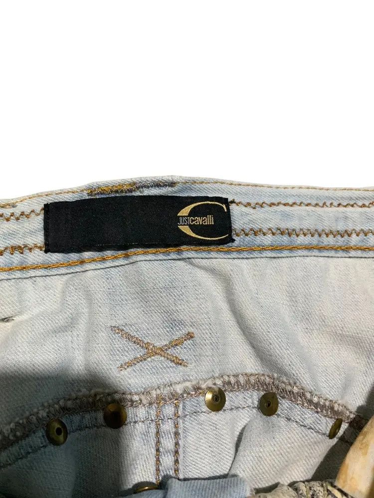 Just Cavalli Vintage Cavalli studded punk leather taped snake skin denim Size US 31 - 14 Thumbnail