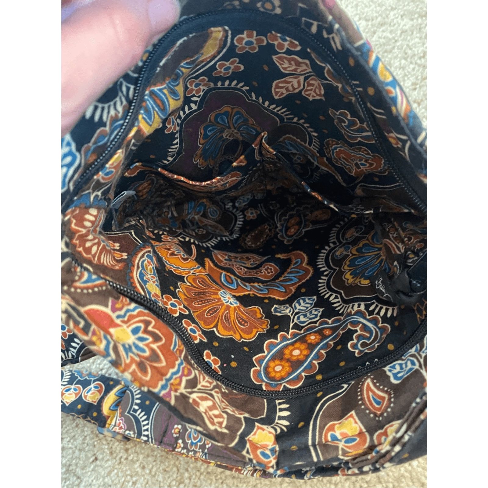 Vera Bradley Vera Bradley Cafe Latte Classic Crossbody Brown Paisley Blue Size ONE SIZE - 10 Thumbnail