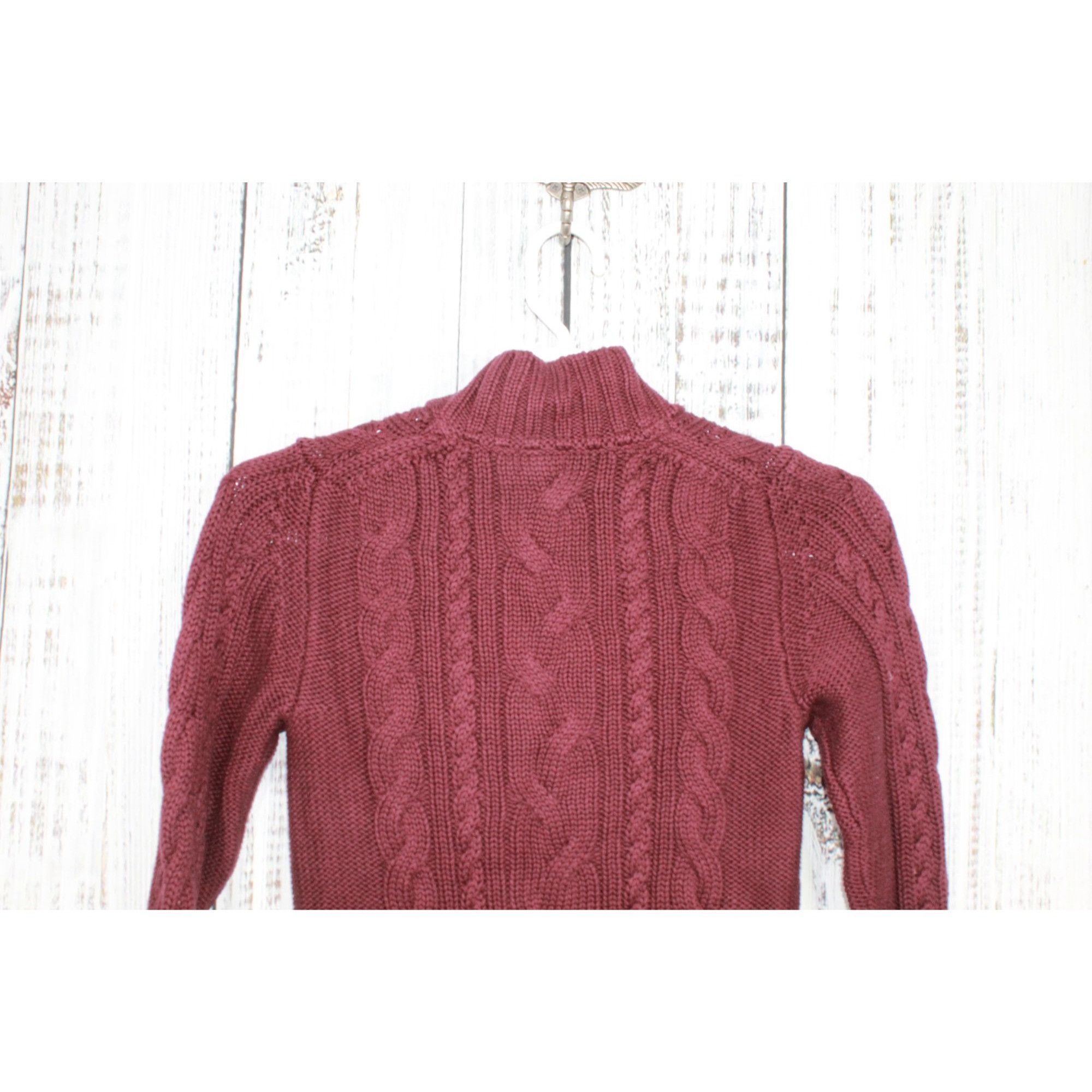 L.L. Bean LL Bean Womens Maroon Cable Zip Cardigan Sweater Small Size S / US 4 / IT 40 - 7 Thumbnail
