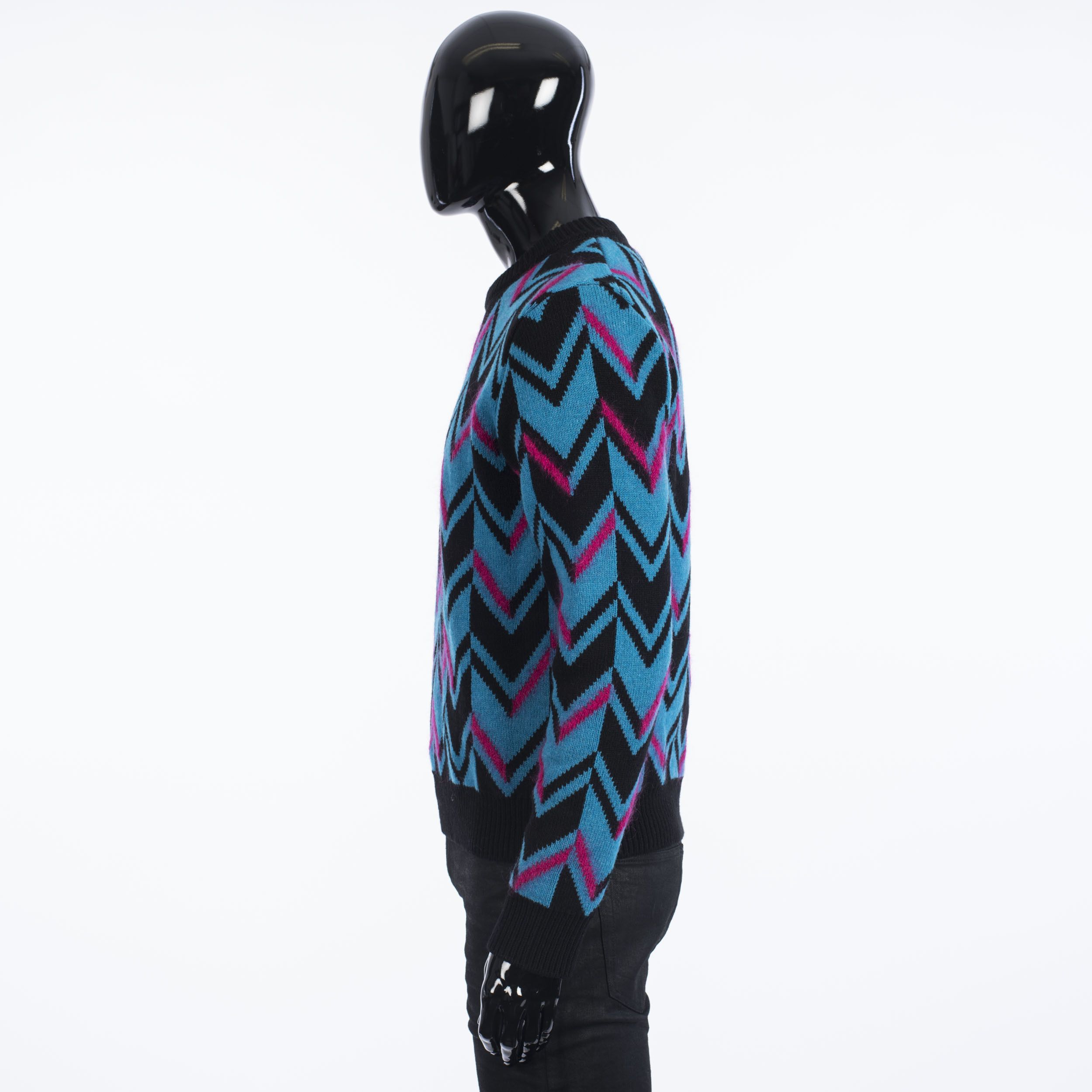 Herringbone Knit Sweater In Multi Color Wool & Mohair Blend