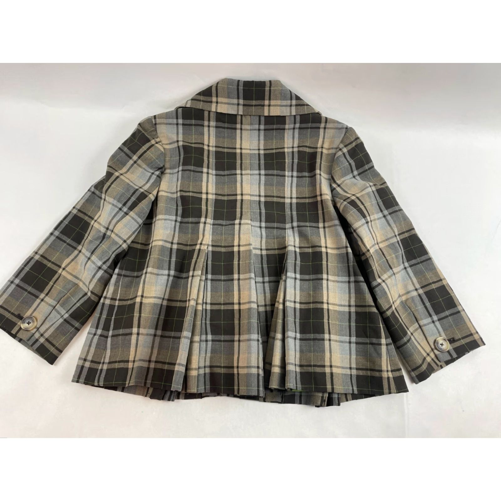 Isaac Mizrahi Isaac Mizrahi Jacket Womens Size 8 Plaid Brown Green Shoulder Pads Coat Casual Fall Winter Long Sleeve Button Front Size M / US 6-8 / IT 42-44 - 2 Thumbnail